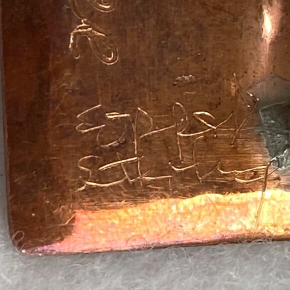 VTG Signed Sterling Silver 925 Copper 1.60" Southwest Overlay Kokopelli Brooch - Picture 7 of 16